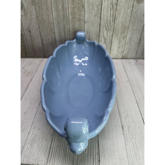 Vintage Abingdon Art Pottery Console Bowl Centerpiece USA Blue 12'' Long - Picture 2 of 9